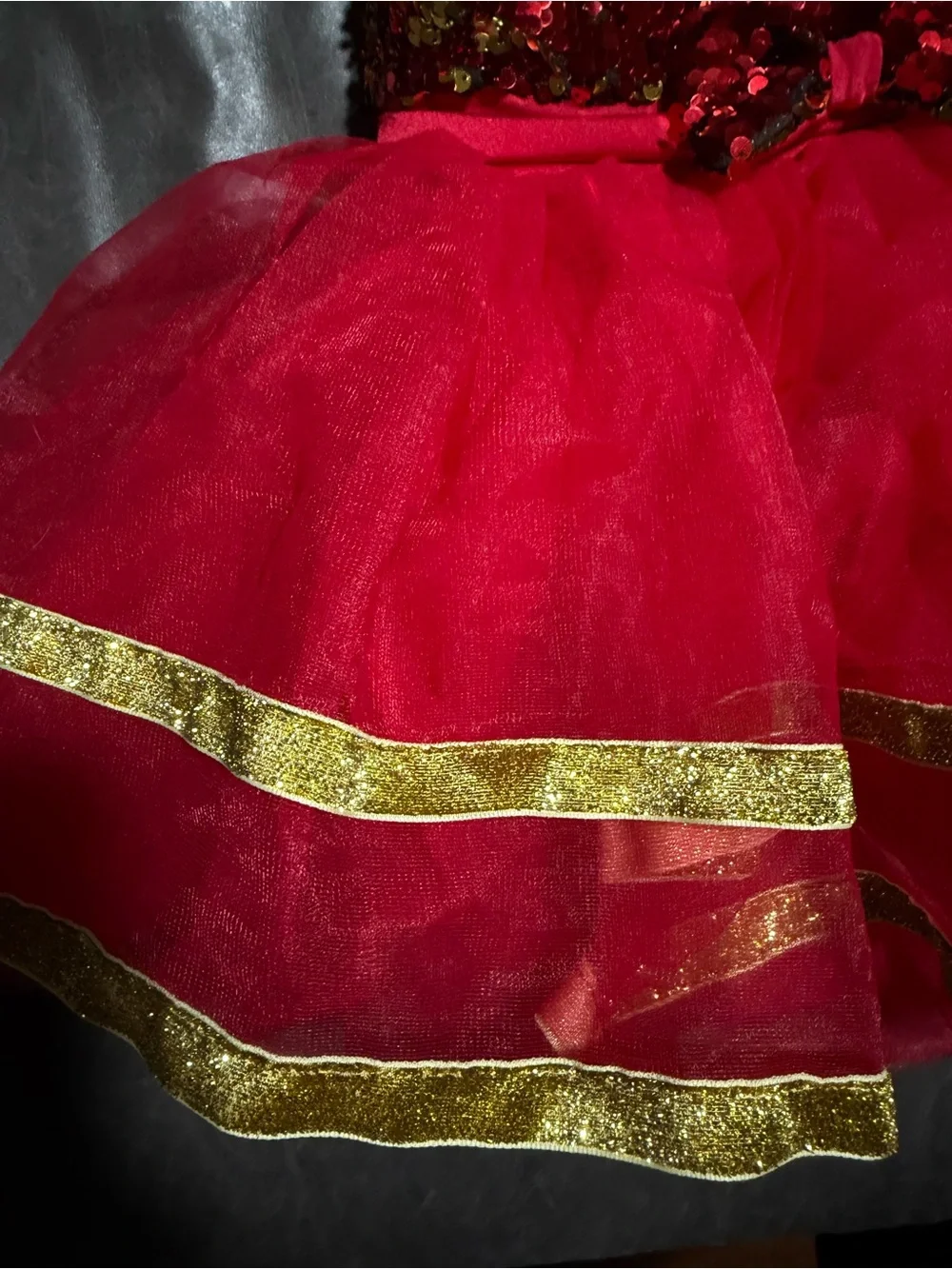 Weissman Girls XSC Red Gold Sequin Tutu Dance Costume Recital Competition